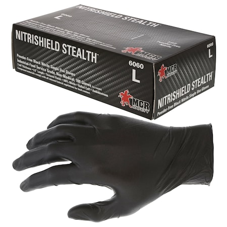 Mcr Safety NitriShield, Disposable Gloves, 3.7 mil Palm, Nitrile, Powder-Free, S, 1000 PK, Black 6060S